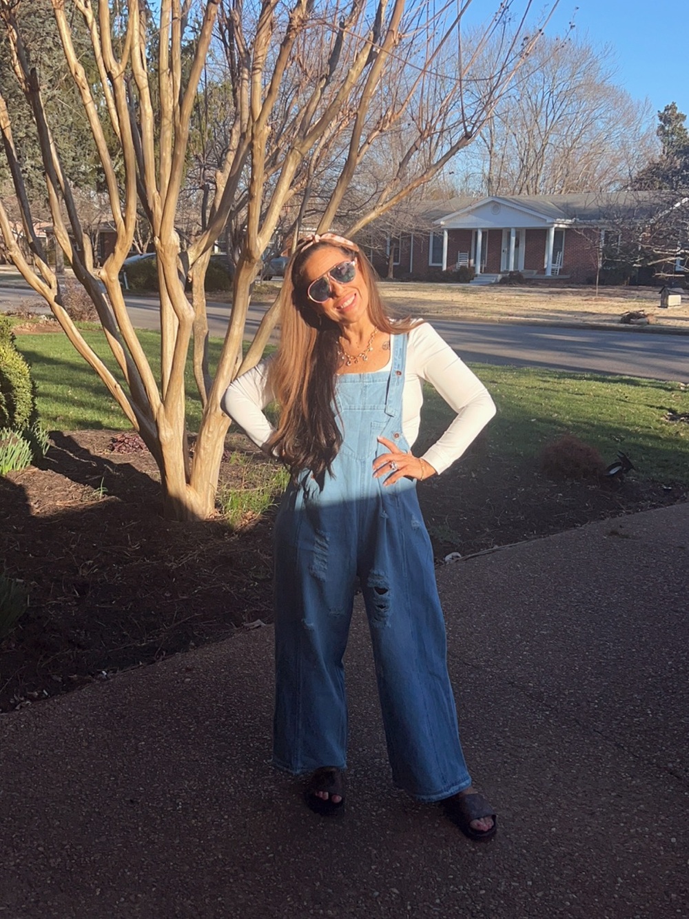 Light Blue Distressed Denim Overalls - Women Jeans
